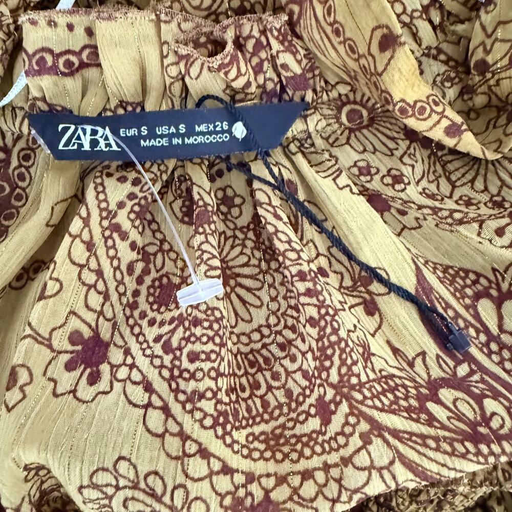 Zara maxi dress chiffon floral print summer spring boho tiered Small - Picture 7 of 7